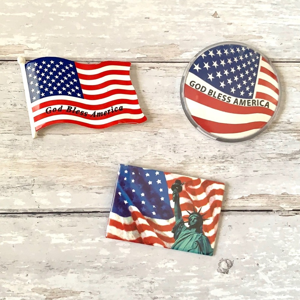 American Flag Magnet Bundle 3pc God Bless America Patriotic Magnets Set